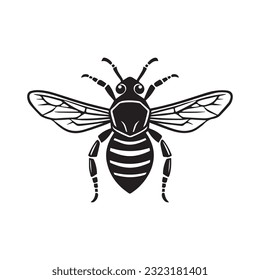 bee black and white vector illustration 