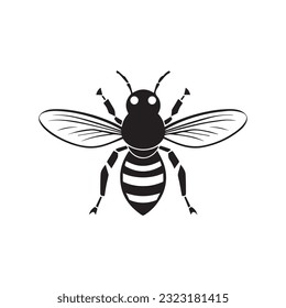 bee black and white vector illustration 