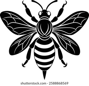 bee black and white vector illustration