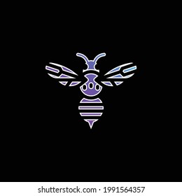 Bee blue gradient vector icon