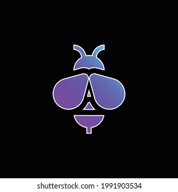 Bee blue gradient vector icon