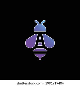 Bee blue gradient vector icon