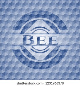 Bee blue polygonal emblem.