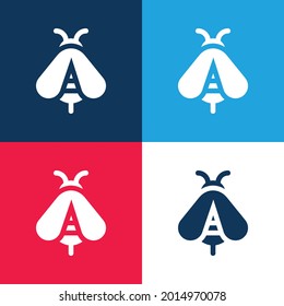 Bee blue and red four color minimal icon set