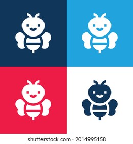 Bee blue and red four color minimal icon set