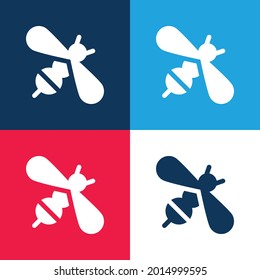 Bee blue and red four color minimal icon set