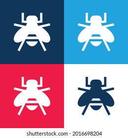 Bee blue and red four color minimal icon set