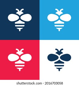 Bee blue and red four color minimal icon set