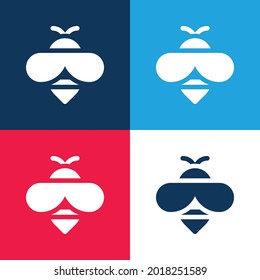 Bee blue and red four color minimal icon set