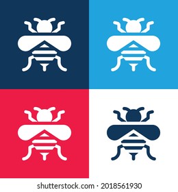 Juego de iconos mínimo de cuatro colores azul y rojo