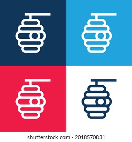 Juego de iconos mínimo de cuatro colores azul y rojo