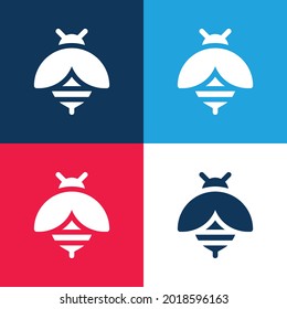 Bee blue and red four color minimal icon set