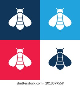 Juego de iconos mínimo de cuatro colores azul y rojo