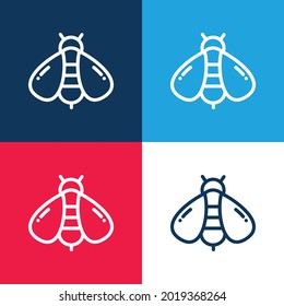 Juego de iconos mínimo de cuatro colores azul y rojo