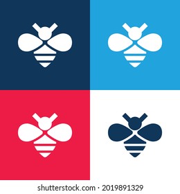 Juego de iconos mínimo de cuatro colores azul y rojo