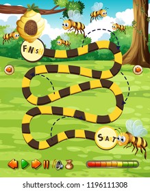 A bee board game template illustration