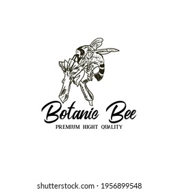 bee botanical design logo vector