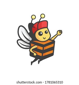 Bee Box Fly Delivery logo vector illustration