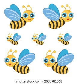 Bee. Bright vector background for kids. Vector illustration. Seamless pattern