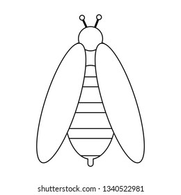 Bee bug cartoon isolated in black and white