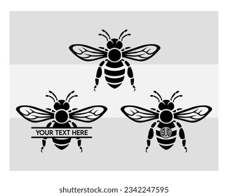 Bee, Bumble Bee Svg, Honey Bee Silhouette, Animals Svg, Circut Cut Files Silhouette, Bee Clipart Svg, Honeybee Svg, Silhouette, Vcetor, Outline, Eps, Cut file svg