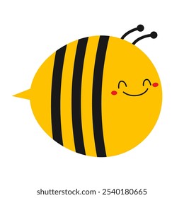 Abeja abeja abejorro. Caricatura linda kawaii personaje divertido. Icono de insecto volador negro amarillo. Feliz día de San Valentín. Impresión de la etiqueta engomada de la tarjeta. Estilo infantil. Diseño plano. El fondo blanco. Aislado. Vector