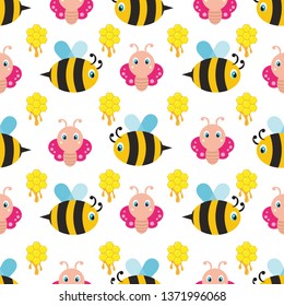 Bee And Buterfly Background Design