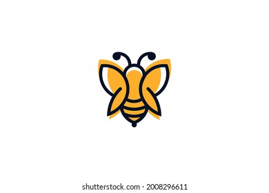 bee and butterfly icon ilustration