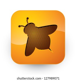 Bee button - vector illustration