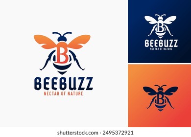 Bee Buzz Logo: Vibrant and dynamic, this logo template captures the essence of nature's nectar through buzzing bees, perfect for brands embodying vitality and natural goodness. Layered EPS Vector