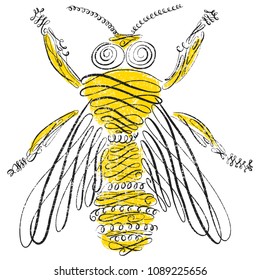 Bee in calligraphic line art