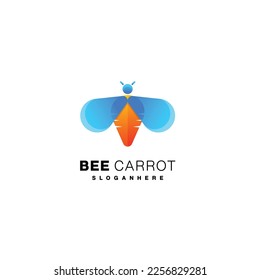 bee carrot logo combination design template icon
