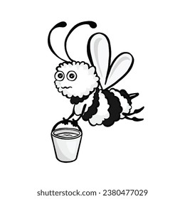 Bee carrying a bucket of honey, vector illustration