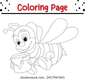 bee carrying honey bucket coloring page