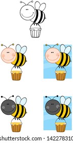 Bee Carrying Honey. Vector Collection
