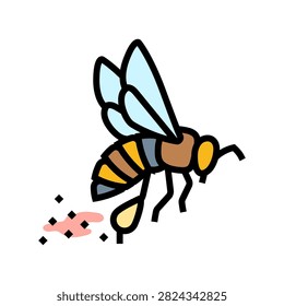 bee carrying pollen on hind legs color icon vector. bee carrying pollen on hind legs sign. isolated symbol illustration