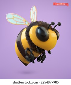 Bee cartoon character 3d vector icon