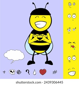 abeja colección de expresiones de personajes de dibujos animados en formato vector