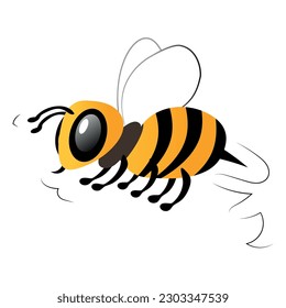 Abeja. Caricatura. Fondo blanco. Ilustración vectorial.