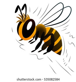 Bee. Cartoon character. White background. Vector illustration.