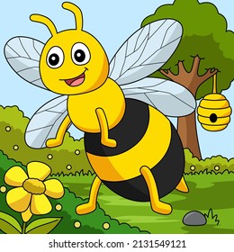 Bee Cartoon Colored Animal Illustration