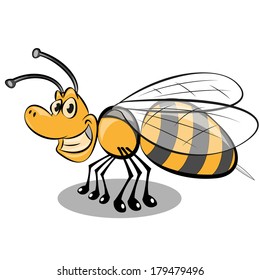 bee . cartoon cute bright  bee isolated on white. vector illustration.