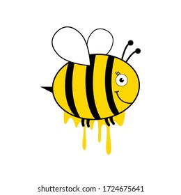Bee cartoon cute vector illustration isolated on a white background