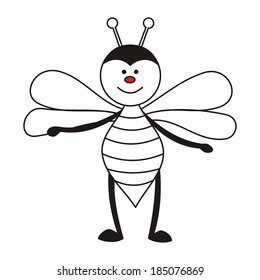 Bee cartoon cute vector illustration