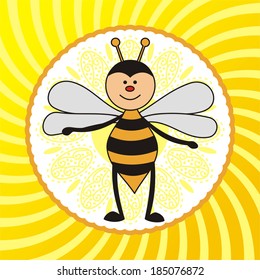 Bee cartoon cute vector illustration