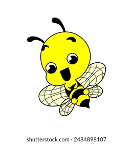Bee cartoon design vector in white background