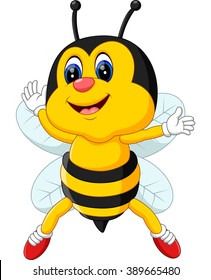 Bee cartoon flying