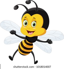 Bee Cartoon Flying Isolated On White Stock Vector (Royalty Free ...