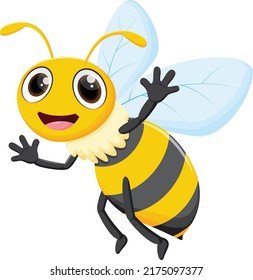 Bee cartoon flying isolated on white background