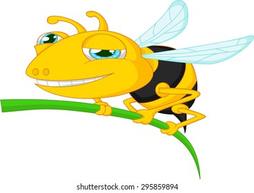 Bee cartoon holding tree